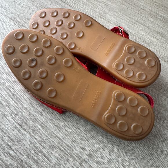 André Assous Made in France Red Suede Espadrille Sandals Women’s Size 39 / US 8 - Picture 6 of 7